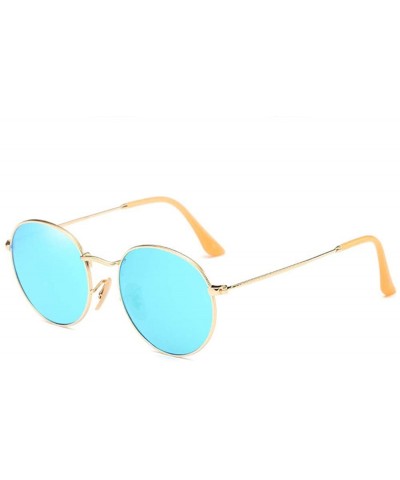 Sport Polarized Sunglasses Mens Driving Metal Oval Women UV400 Protection Dark Glasses - Gold Frame/Blue Polarized Lens - CG1...