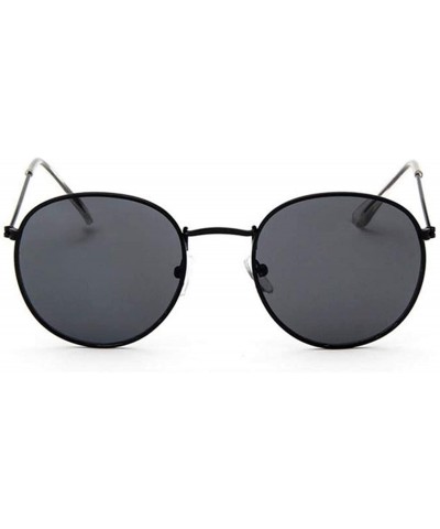 Round 2019 Retro Round Sunglasses Women Brand Designer Sun Glasses Alloy Mirror Ray Female Oculos De Sol - Black - CV197A2Z2X...