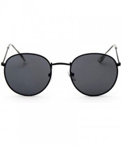 Round 2019 Retro Round Sunglasses Women Brand Designer Sun Glasses Alloy Mirror Ray Female Oculos De Sol - Black - CV197A2Z2X...