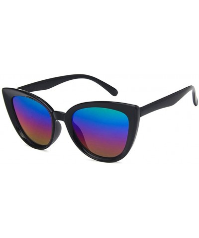 Oval Unisex Sunglasses Retro Bright Black Pink Drive Holiday Oval Non-Polarized UV400 - Bright Black Purple - C918RI0TG7Y $18.17