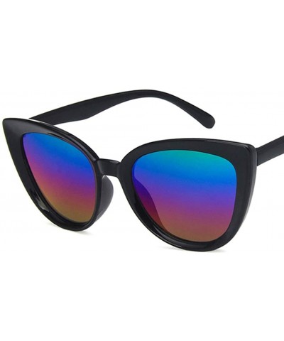 Oval Unisex Sunglasses Retro Bright Black Pink Drive Holiday Oval Non-Polarized UV400 - Bright Black Purple - C918RI0TG7Y $8.75