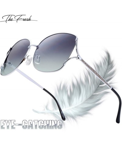 Oval Classic Crystal Elegant Women Beauty Design Sunglasses Gift Box - L145-silver - C718M0SXA2I $20.06