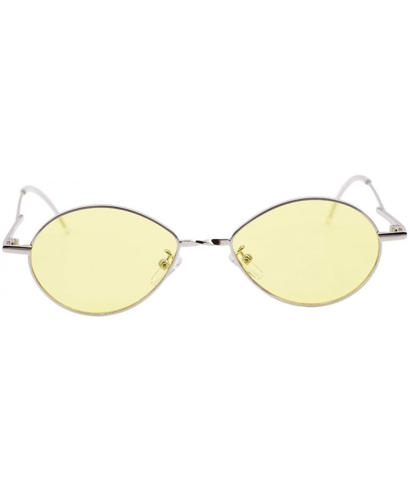 Oval Vintage Sunglasses Women Small Oval Retro Sunglasses Ladies Summer Style Shades Oval Sunglasses - Yellow - CC18ISCWDA8 $...