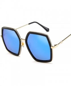 Aviator Square Luxury Sun Glasses Brand Designer Ladies Oversized Crystal Blue - Silver - CU18XQZX8S9 $9.84