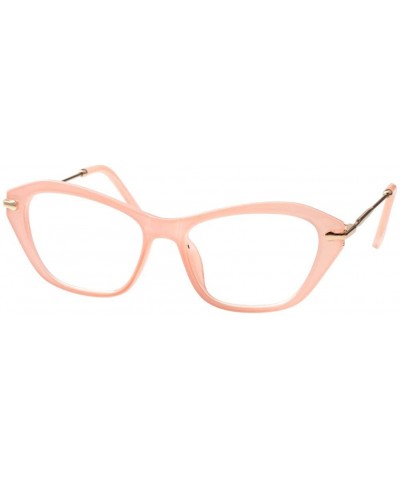 Cat Eye Womens Quality Fashion Alloy Arms Cateye Customized Reading Glasses - 2 Pairs / Pink + Trans - C618H46ILHG $12.18