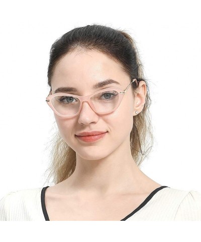 Cat Eye Womens Quality Fashion Alloy Arms Cateye Customized Reading Glasses - 2 Pairs / Pink + Trans - C618H46ILHG $12.18