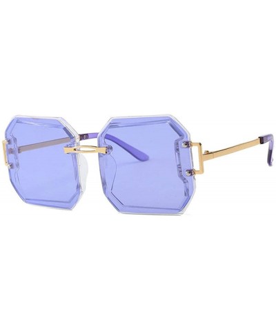 Oversized Frameless Polarization Sunglasses Oversized Polarized - Blue - CJ18NY838WU $14.19