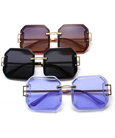 Oversized Frameless Polarization Sunglasses Oversized Polarized - Blue - CJ18NY838WU $14.19