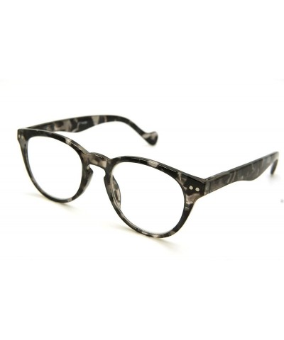 Round schoolboy fullRim Lightweight Reading Glasses - Medium Shiny Grey Water Tortoise - CZ1873EE9Y7 $12.70