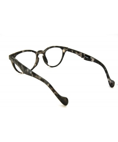 Round schoolboy fullRim Lightweight Reading Glasses - Medium Shiny Grey Water Tortoise - CZ1873EE9Y7 $12.70