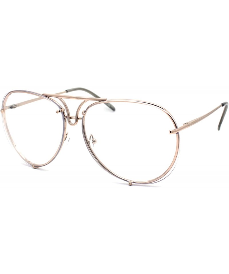 Rimless Mens Retro Vintage Rimless Officer Pilots Clear Lens Eye Glasses - Gold Clear - CB185S0U6OU $14.86