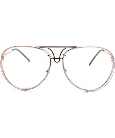 Rimless Mens Retro Vintage Rimless Officer Pilots Clear Lens Eye Glasses - Gold Clear - CB185S0U6OU $14.86