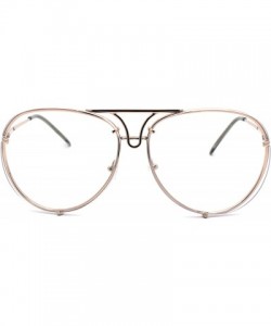 Rimless Mens Retro Vintage Rimless Officer Pilots Clear Lens Eye Glasses - Gold Clear - CB185S0U6OU $14.86