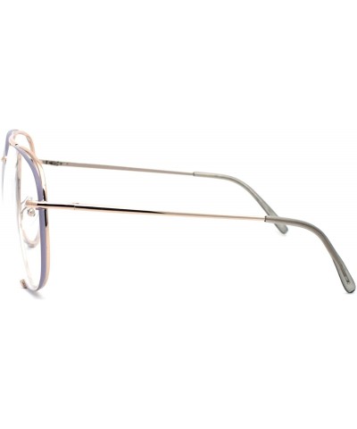 Rimless Mens Retro Vintage Rimless Officer Pilots Clear Lens Eye Glasses - Gold Clear - CB185S0U6OU $14.86