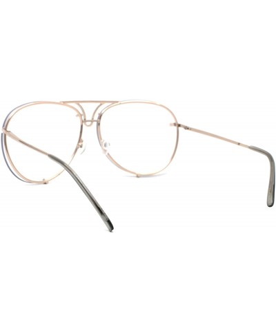 Rimless Mens Retro Vintage Rimless Officer Pilots Clear Lens Eye Glasses - Gold Clear - CB185S0U6OU $14.86