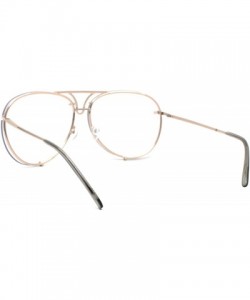 Rimless Mens Retro Vintage Rimless Officer Pilots Clear Lens Eye Glasses - Gold Clear - CB185S0U6OU $14.86