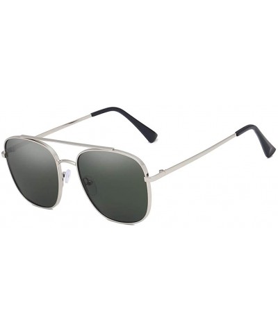 Oval Unisex Sunglasses Retro Blue Drive Holiday Oval Non-Polarized UV400 - Silver - C718R82N4TM $21.37