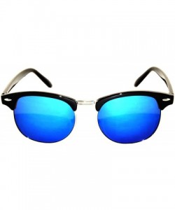 Cat Eye Aviator Brow Bar Flat Mirror Multicolor Lens Sunglasses Metal Frame - Mirror_silver_blue - CL1834G4MST $9.54