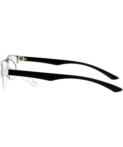 Rectangular Nerd Narrow Rectangular Metal Rim Nerdy Eyeglasses - Silver - CV12KRWS4C3 $13.21