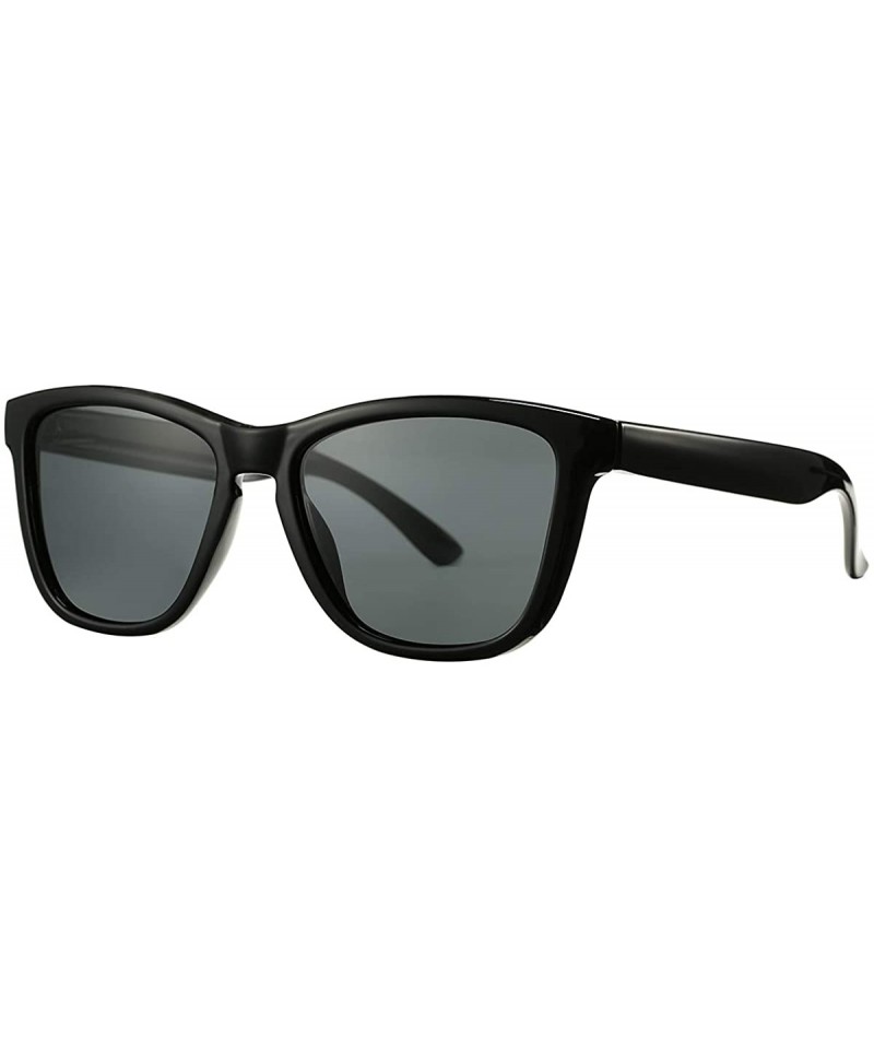 Round Polarized Sunglasses for Women Men - Classic Vintage Square Sun Glasses - K black Frame/Grey Lens - CH199UM4XG3 $26.65