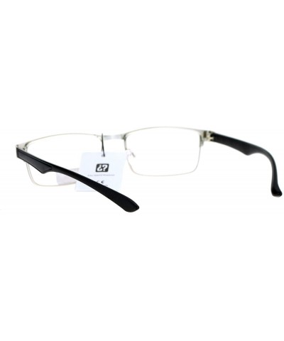 Rectangular Nerd Narrow Rectangular Metal Rim Nerdy Eyeglasses - Silver - CV12KRWS4C3 $13.21