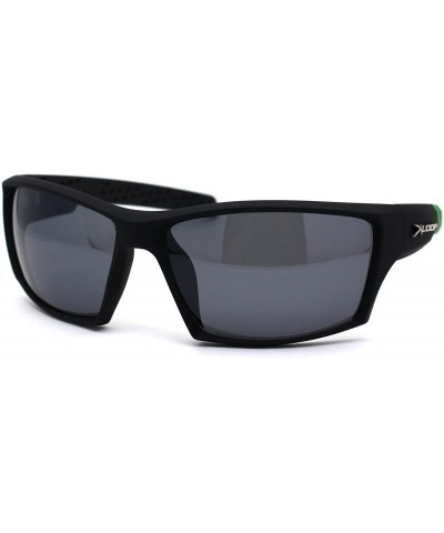 Sport Rubberized Matte Aerodynamic Squared Geometric Sport Sunglasses - Black Green - CU195UE8E87 $12.97