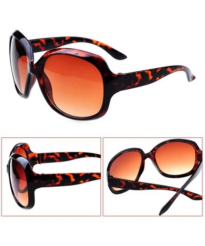 Square Women Retro Style Anti-UV Fashion Big Square Frame Color Lens Sunglasses Sunglasses - Leopard - C118R2IKIY8 $11.61