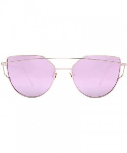 Cat Eye Street Fashion Cat Eye Mirrored Metal Sunglasses for Women 7805 - Pl+pk - C118Q7Q0TDR $22.07