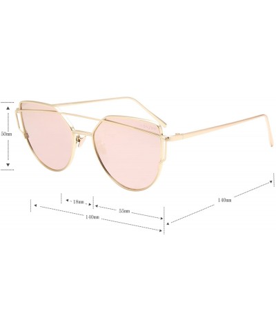 Cat Eye Street Fashion Cat Eye Mirrored Metal Sunglasses for Women 7805 - Pl+pk - C118Q7Q0TDR $22.07
