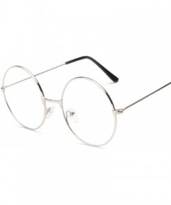 Oversized Fashion Vintage Retro Metal Frame Clear Lens Glasses Eyewear Eyeglasses Black Oversized Round Circle Eye - Silver -...