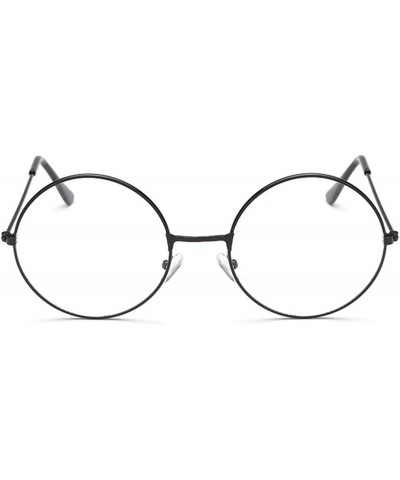 Oversized Fashion Vintage Retro Metal Frame Clear Lens Glasses Eyewear Eyeglasses Black Oversized Round Circle Eye - Silver -...