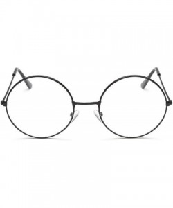 Oversized Fashion Vintage Retro Metal Frame Clear Lens Glasses Eyewear Eyeglasses Black Oversized Round Circle Eye - Silver -...