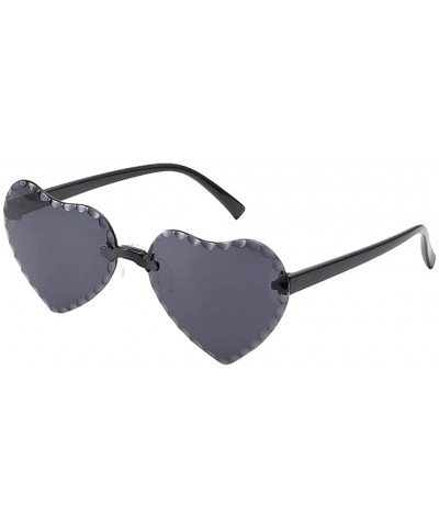 Oversized Heart Shape Sunglasses Transparent Rimless Candy Color Glasses Frameless Love Eyewear Sunglasses UV400 Sunglass - C...