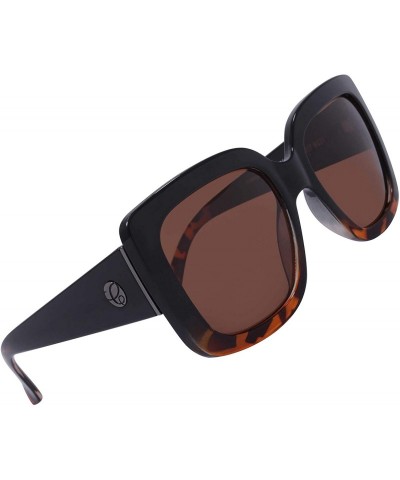 Oversized Brightside Women's Retro Chunky Square Oversized Sunglasses - Thick Frame with 100% UV Protection Lens - CW197CRM8H...