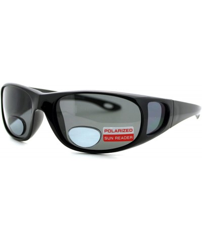 Rectangular Polarized Bifocal Sunglasses Mens Rectangular Black Frame - Black (Black) - CO1895A74R4 $10.88