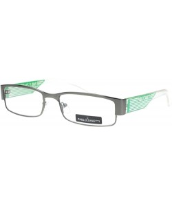 Rectangular Pablo Zanetti Magnified Reading Glasses Rectangular 53-16-140-30 - Gun Metal Green - C211VN3DTSP $7.34