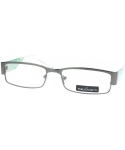 Rectangular Pablo Zanetti Magnified Reading Glasses Rectangular 53-16-140-30 - Gun Metal Green - C211VN3DTSP $7.34