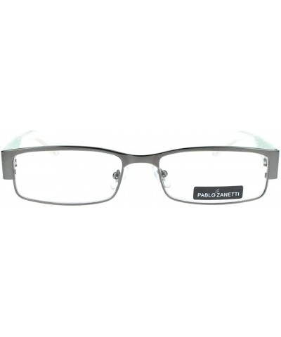 Rectangular Pablo Zanetti Magnified Reading Glasses Rectangular 53-16-140-30 - Gun Metal Green - C211VN3DTSP $7.34