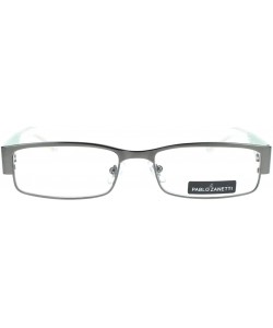 Rectangular Pablo Zanetti Magnified Reading Glasses Rectangular 53-16-140-30 - Gun Metal Green - C211VN3DTSP $7.34