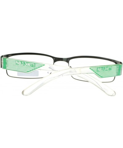 Rectangular Pablo Zanetti Magnified Reading Glasses Rectangular 53-16-140-30 - Gun Metal Green - C211VN3DTSP $7.34