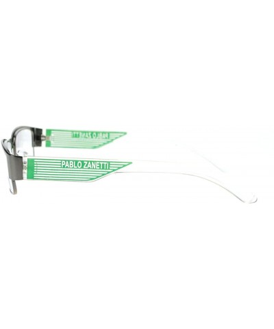 Rectangular Pablo Zanetti Magnified Reading Glasses Rectangular 53-16-140-30 - Gun Metal Green - C211VN3DTSP $7.34