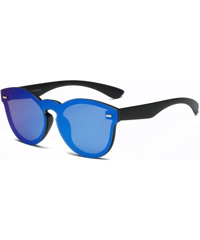 Oversized Unisex Rimless Round Oversized Mirrored UV Protection Fashion Sunglasses - Blue - CK18WU082DT $22.47