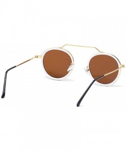 Round 2020 Fashion Retro Round Sunglasses Men Women Full Frame Metal Sun shade glasses UV protection - White&brown - C91925O3...