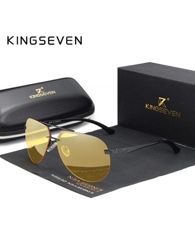 Rimless Aluminum Magnesium Polarized Rimless Lens Sunglasses For Men High GRAY BLUE - Night Vision - CP18Y3O3O08 $35.25