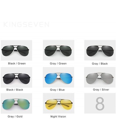 Rimless Aluminum Magnesium Polarized Rimless Lens Sunglasses For Men High GRAY BLUE - Night Vision - CP18Y3O3O08 $20.32