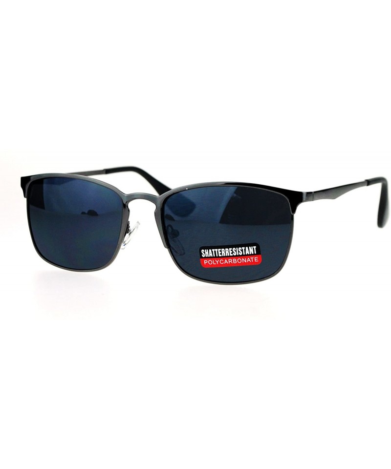 Rectangular Mens Metal Rim Rectangular Agent Sunglasses - Gunmetal Black - C217WX7CX7A $15.45