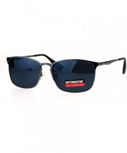 Rectangular Mens Metal Rim Rectangular Agent Sunglasses - Gunmetal Black - C217WX7CX7A $15.45