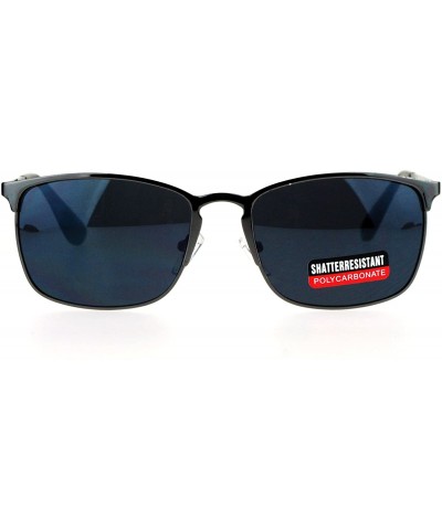 Rectangular Mens Metal Rim Rectangular Agent Sunglasses - Gunmetal Black - C217WX7CX7A $15.45