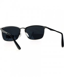 Rectangular Mens Metal Rim Rectangular Agent Sunglasses - Gunmetal Black - C217WX7CX7A $15.45