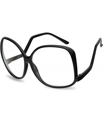 Square XL Oversize Plastic Square Swan Drop Temple Vintage Butterfly Eye Sun Glasses - Black - CQ187K2ZKU9 $12.28